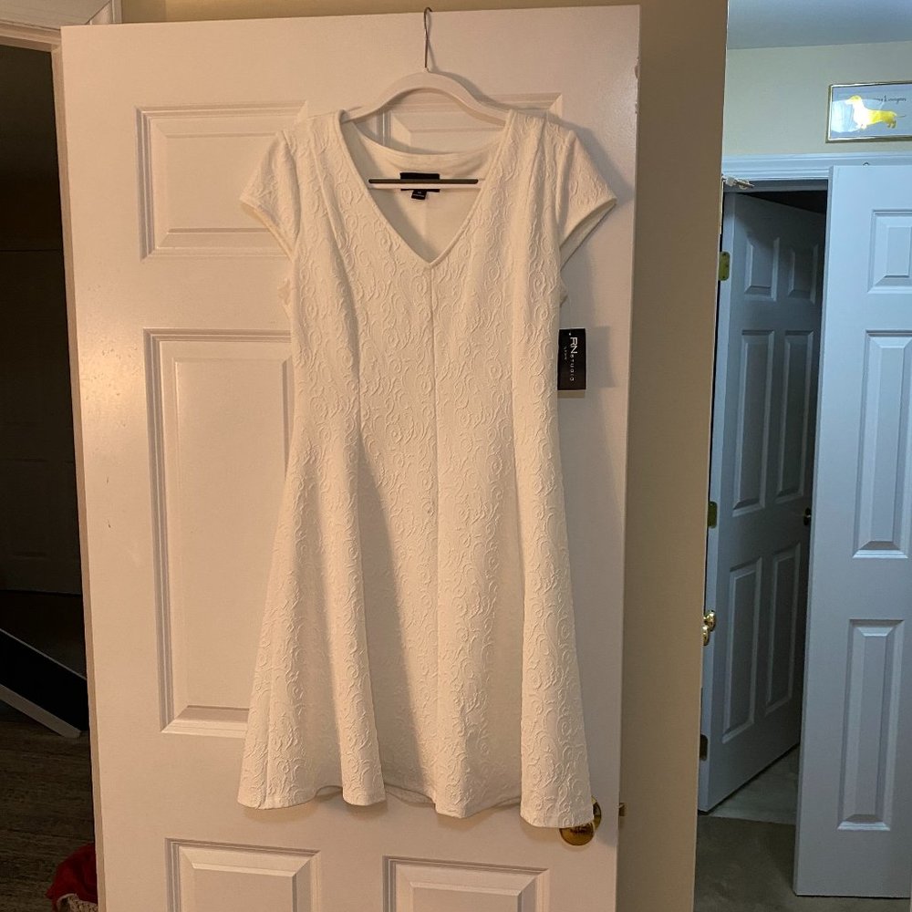Pure White Patterned Dress Size 10 RN Studio